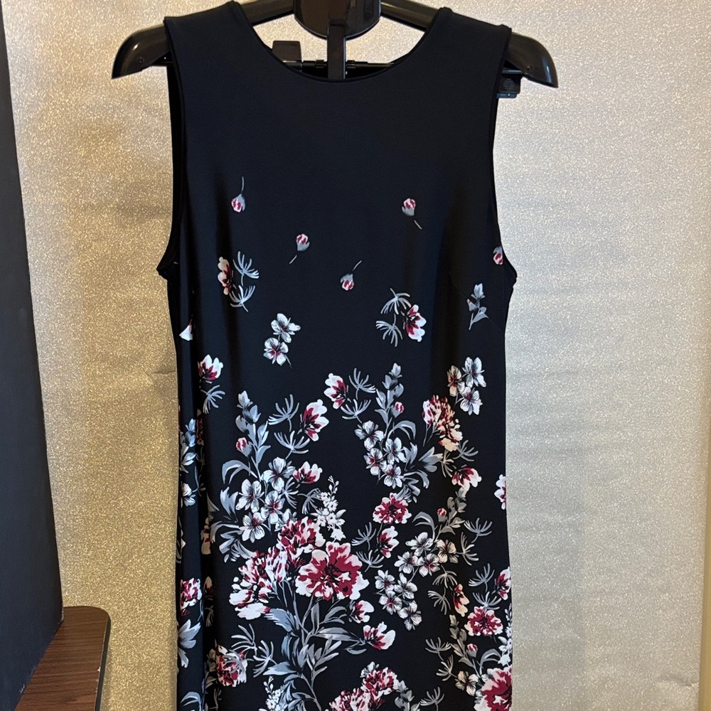 White House Black Market Reversible Floral Midi Dress - Black and Pink